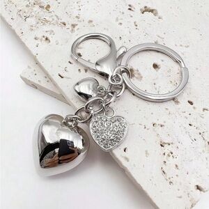 Silver Heart Keychain with Charms